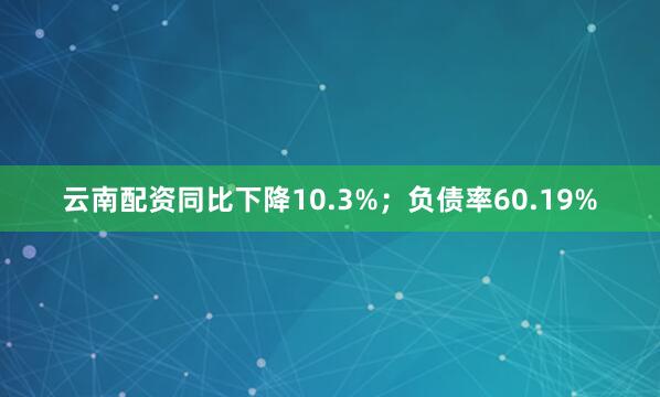 云南配资同比下降10.3%；负债率60.19%